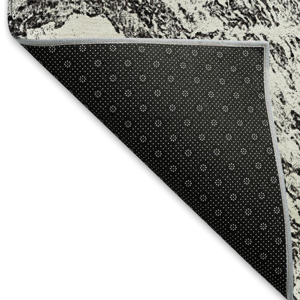 HomeRoots 8' X 10' Black and Ivory Abstract Washable Area Rug – Stylish, Durable, UV-Protected for Any Room 676768