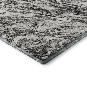 HomeRoots 8' X 10' Black and Ivory Abstract Washable Area Rug – Stylish, Durable, UV-Protected for Any Room 676768