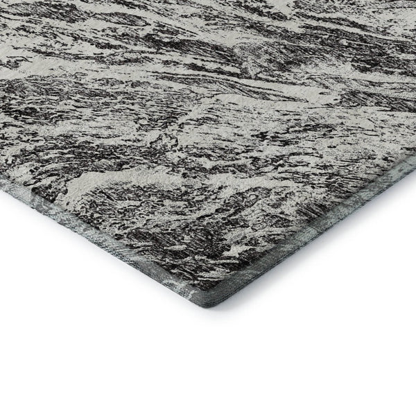 HomeRoots 8' X 10' Black and Ivory Abstract Washable Area Rug – Stylish, Durable, UV-Protected for Any Room 676768