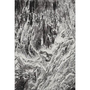HomeRoots 8' X 10' Black and Ivory Abstract Washable Area Rug – Stylish, Durable, UV-Protected for Any Room 676768