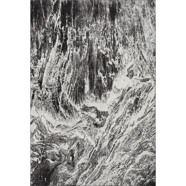 HomeRoots 8' X 10' Black and Ivory Abstract Washable Area Rug – Stylish, Durable, UV-Protected for Any Room 676768