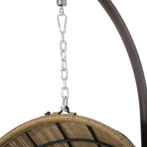 English Elm Malia Woven Rattan Outdoor Hanging Chair with Iron Stand and Plush Cushion Included 67677.00LBGE_62075.00HNGBRN