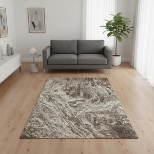 HomeRoots 5' X 8' Washable Brown & Beige Abstract Area Rug with UV Protection - Stylish, Durable & Stain-Resistant! 676772