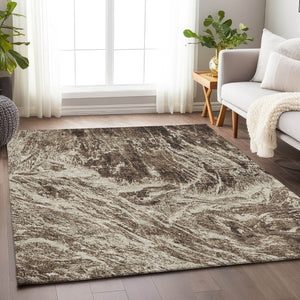 HomeRoots 5' X 8' Washable Brown & Beige Abstract Area Rug with UV Protection - Stylish, Durable & Stain-Resistant! 676772