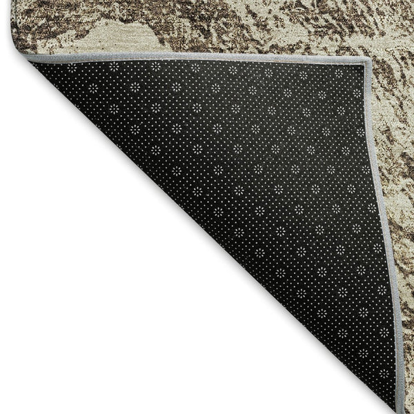 HomeRoots 5' X 8' Washable Brown & Beige Abstract Area Rug with UV Protection - Stylish, Durable & Stain-Resistant! 676772