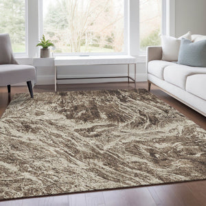 HomeRoots 5' X 8' Washable Brown & Beige Abstract Area Rug with UV Protection - Stylish, Durable & Stain-Resistant! 676772