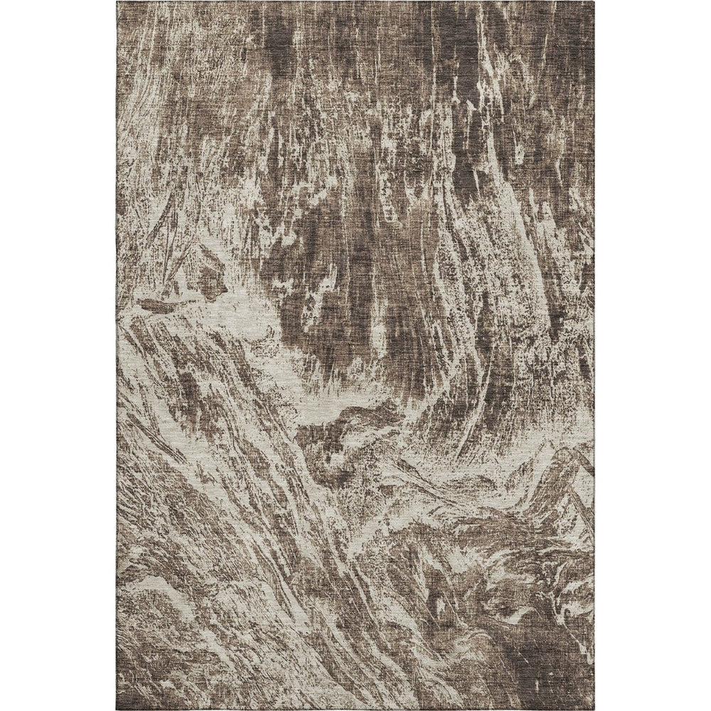 HomeRoots 8' X 10' Cozy Brown and Beige Abstract Washable Area Rug with UV Protection for High-Traffic Areas 676774