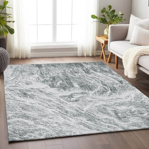 HomeRoots 5' X 8' Contemporary Gray and Ivory Abstract Washable Area Rug with UV Protection for Home Comfort 676778