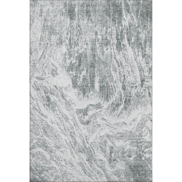 HomeRoots 5' X 8' Contemporary Gray and Ivory Abstract Washable Area Rug with UV Protection for Home Comfort 676778
