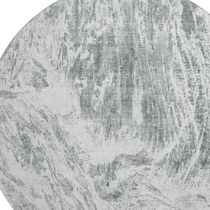 HomeRoots 8' Gray And Ivory Abstract Round Rug – Washable, UV Protected, Durable & Ideal for Busy Homes 676779