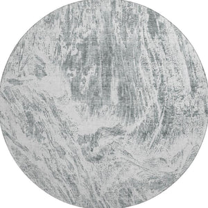 HomeRoots 8' Gray And Ivory Abstract Round Rug – Washable, UV Protected, Durable & Ideal for Busy Homes 676779