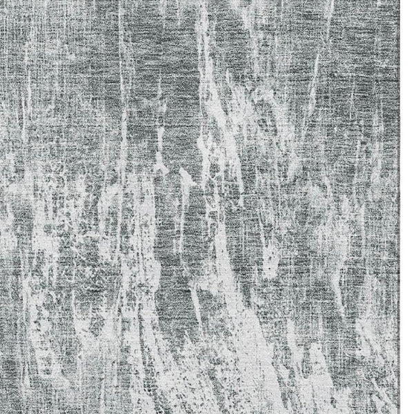 HomeRoots 8' X 10' Gray And Ivory Abstract Washable Area Rug – Durable, Stain-Resistant with UV Protection! 676780