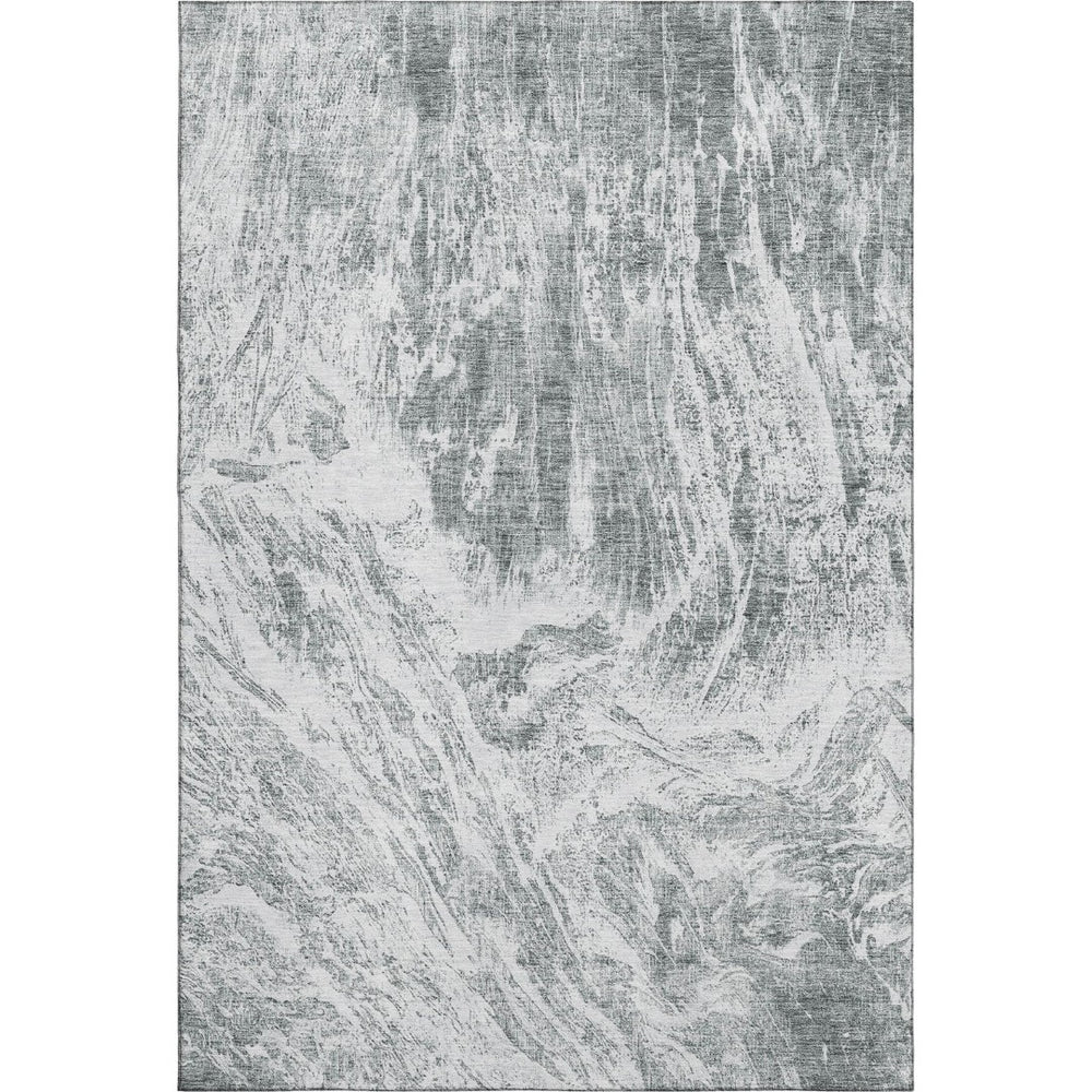 HomeRoots 10' X 14' Gray and Ivory Abstract Area Rug - Washable, UV Protected, Stain Resistant for Family Homes 676782