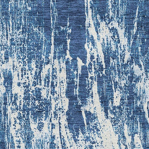 HomeRoots 5' X 8' Navy Blue & Ivory Abstract Area Rug - Washable, UV Protected, Stain Resistant for Kids & Pets 676784