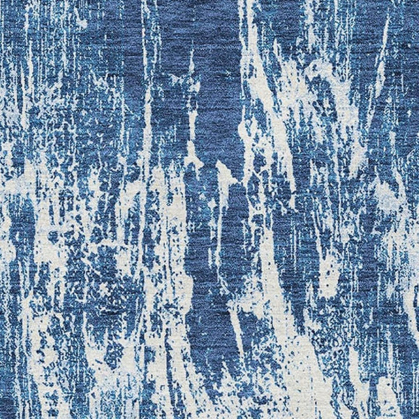 HomeRoots 5' X 8' Navy Blue & Ivory Abstract Area Rug - Washable, UV Protected, Stain Resistant for Kids & Pets 676784