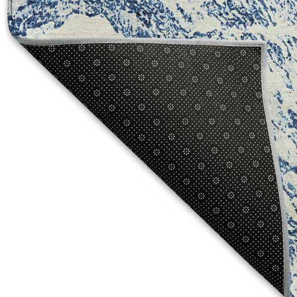 HomeRoots 8' X 10' Navy Blue Abstract Area Rug – Washable, UV-Protected, Stain-Resistant for High-Traffic Homes 676786