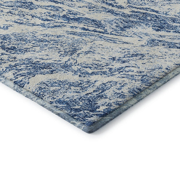 HomeRoots 8' X 10' Navy Blue Abstract Area Rug – Washable, UV-Protected, Stain-Resistant for High-Traffic Homes 676786