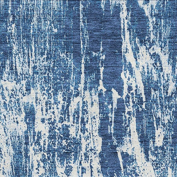 HomeRoots 9' X 12' Navy Blue Ivory Abstract Area Rug - Stylish, Washable, Stain-Resistant & UV-Protected Design 676787