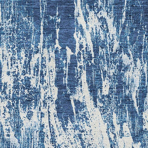 HomeRoots 10' X 14' Navy Blue and Ivory Abstract Area Rug – Washable, Durable, UV-Protected for Modern Spaces 676788