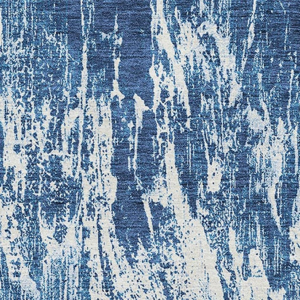 HomeRoots 10' X 14' Navy Blue and Ivory Abstract Area Rug – Washable, Durable, UV-Protected for Modern Spaces 676788