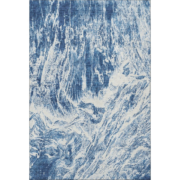 HomeRoots 10' X 14' Navy Blue and Ivory Abstract Area Rug – Washable, Durable, UV-Protected for Modern Spaces 676788
