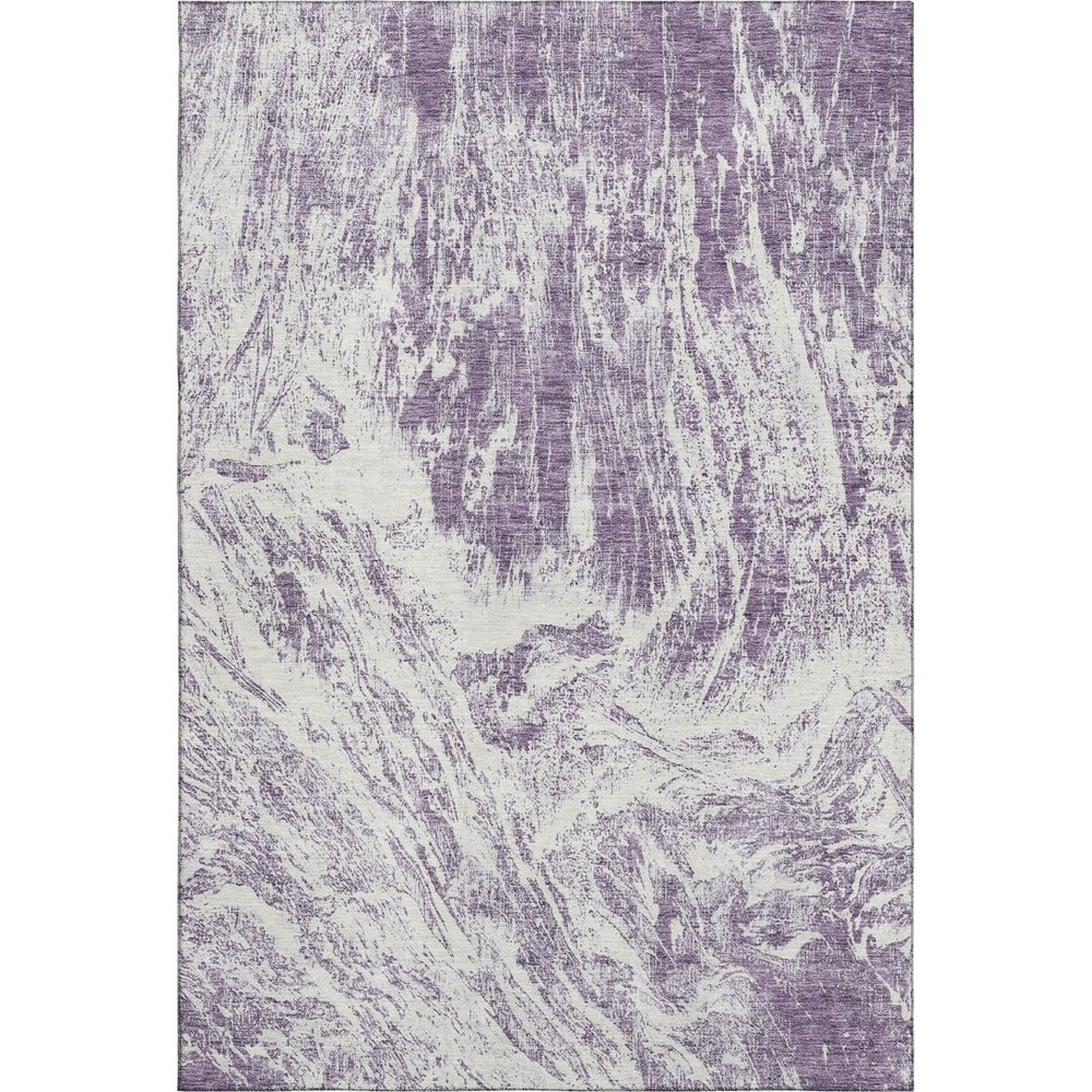 HomeRoots 9' X 12' Contemporary Purple and Ivory Abstract Area Rug - Durable, Washable, and UV Resistant! 676793