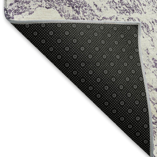 HomeRoots 9' X 12' Contemporary Purple and Ivory Abstract Area Rug - Durable, Washable, and UV Resistant! 676793