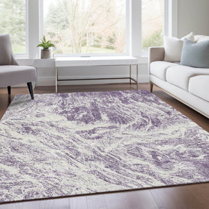 HomeRoots 9' X 12' Contemporary Purple and Ivory Abstract Area Rug - Durable, Washable, and UV Resistant! 676793