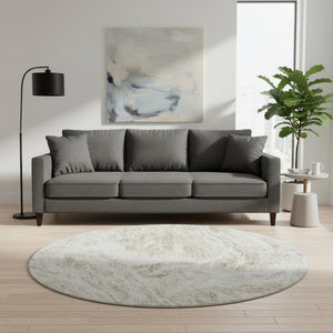 HomeRoots 8' Taupe and Beige Abstract Round Area Rug - Washable, UV Protected, Stylish for High-Traffic Spaces 676797