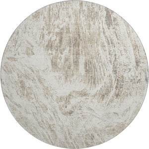 HomeRoots 8' Taupe and Beige Abstract Round Area Rug - Washable, UV Protected, Stylish for High-Traffic Spaces 676797