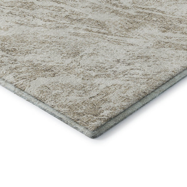 HomeRoots 8' Taupe and Beige Abstract Round Area Rug - Washable, UV Protected, Stylish for High-Traffic Spaces 676797
