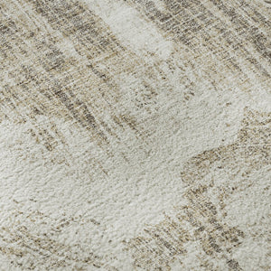 HomeRoots 8' Taupe and Beige Abstract Round Area Rug - Washable, UV Protected, Stylish for High-Traffic Spaces 676797