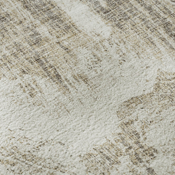 HomeRoots 8' Taupe and Beige Abstract Round Area Rug - Washable, UV Protected, Stylish for High-Traffic Spaces 676797
