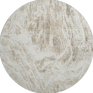 HomeRoots 8' Taupe and Beige Abstract Round Area Rug - Washable, UV Protected, Stylish for High-Traffic Spaces 676797