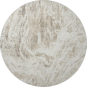 HomeRoots 8' Taupe and Beige Abstract Round Area Rug - Washable, UV Protected, Stylish for High-Traffic Spaces 676797