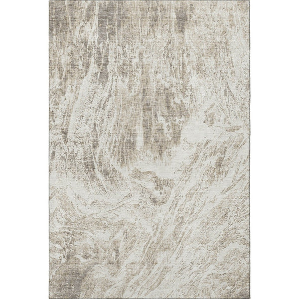 HomeRoots 9' X 12' Taupe & Beige Abstract Area Rug - Washable, UV Protected & Perfect for High-Traffic Spaces! 676799
