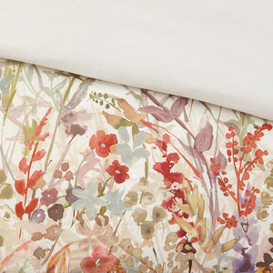 JLA Home Madison Park - 7 Piece Cotton Printed Comforter Set Madison Park Mariana – Watercolor Floral, Embroidered Pillows, OEKO-TEX Certified, Machine Washable, Breathable Comfort MP10-7091