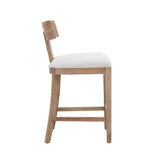 Christopher Knight Home® - Noble House - - 27" Counter Stools Set Of 2, Upholstered Counter Height Bar Stools With Solid Rubber Wood Frame, Backrest, Footrest, Armless Barstools For Home Bar, Kitchen Counter, Beige & Natural