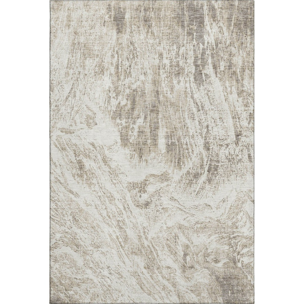 HomeRoots 10' X 14' Taupe & Beige Abstract Washable Area Rug – Durable, UV-Protected, Perfect for Busy Homes! 676800