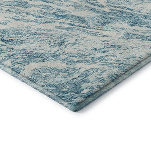 HomeRoots 8' Teal And Ivory Abstract Washable Round Rug - UV Protected, Stain-Resistant, Perfect for High-Traffic Areas 676803