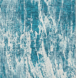 HomeRoots 10' X 14' Teal And Ivory Abstract Area Rug - Washable, UV Protected, Durable & Easy-Care for Homes 676806