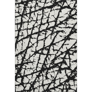 HomeRoots 8' X 10' Abstract Black and Ivory Washable Area Rug with UV Protection for High-Traffic Spaces 676810