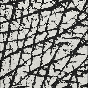HomeRoots 8' X 10' Abstract Black and Ivory Washable Area Rug with UV Protection for High-Traffic Spaces 676810