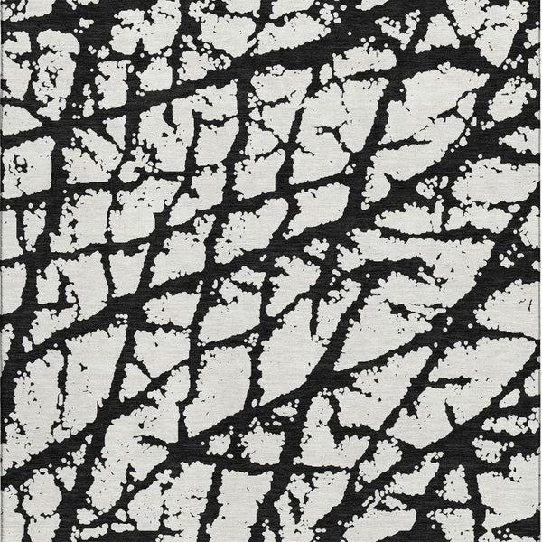 HomeRoots 8' X 10' Abstract Black and Ivory Washable Area Rug with UV Protection for High-Traffic Spaces 676810