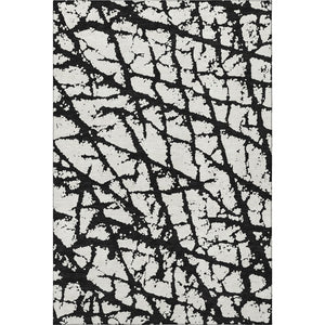 HomeRoots 8' X 10' Abstract Black and Ivory Washable Area Rug with UV Protection for High-Traffic Spaces 676810