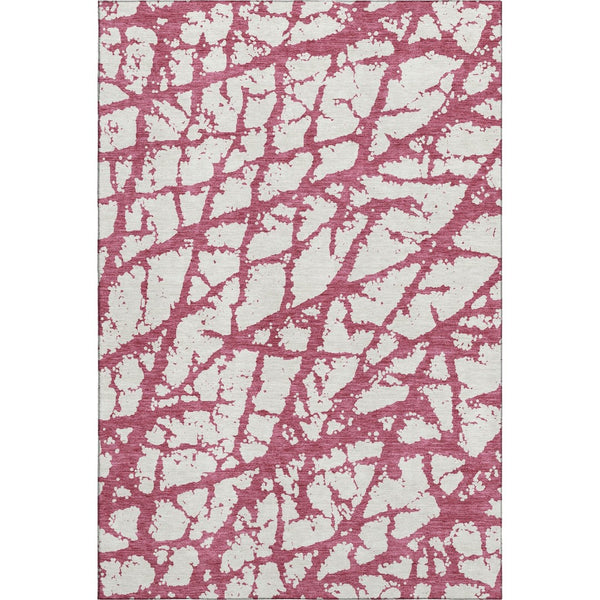 HomeRoots 5' X 8' Blush and Ivory Abstract Washable Area Rug - UV Protected, Soft, Stylish, and Durable Design 676814