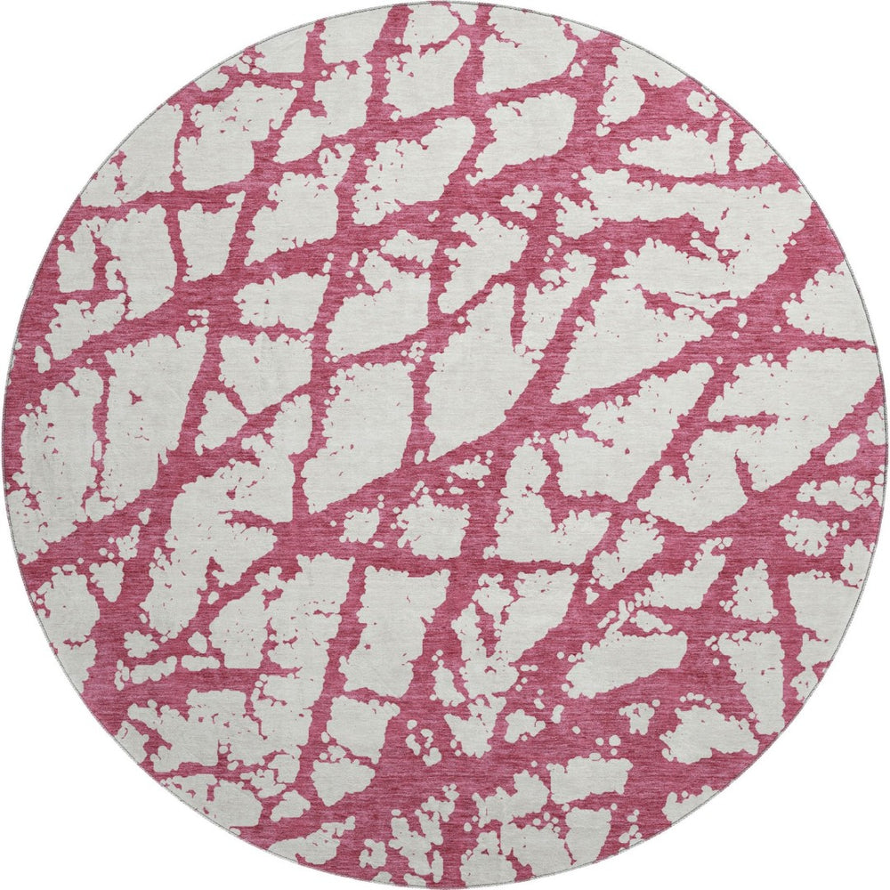HomeRoots 8' Blush and Ivory Round Rug – Stylish, Stain-Resistant, UV-Protected Area Rug for Family Spaces 676815