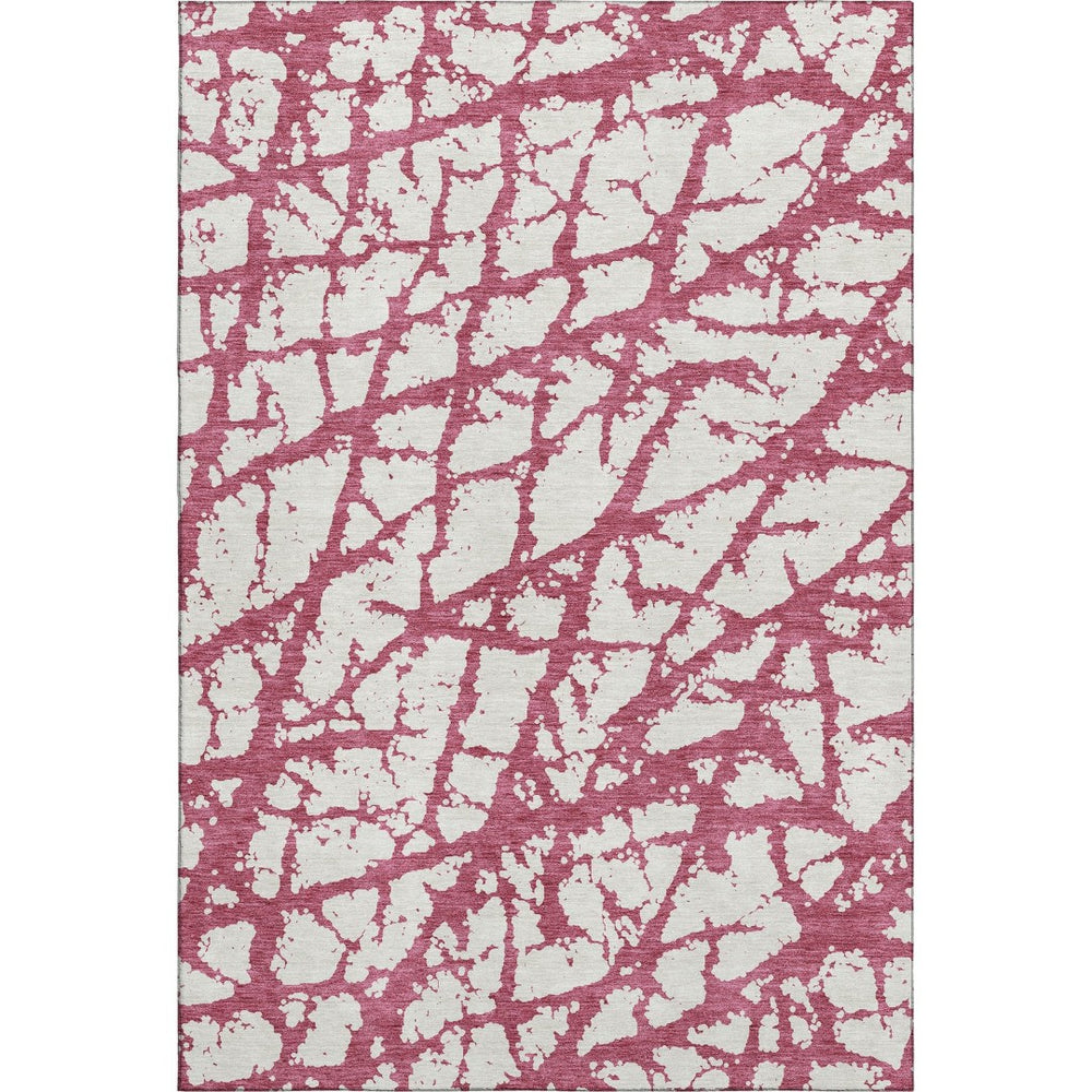 HomeRoots 8' X 10' Blush & Ivory Abstract Washable Area Rug - Durable, UV-Protected, Ideal for High-Traffic Spaces 676816