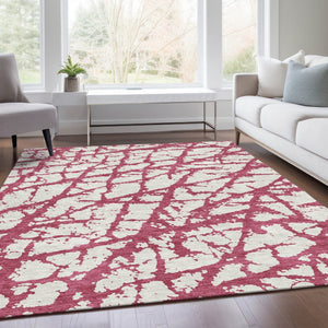 HomeRoots 8' X 10' Blush & Ivory Abstract Washable Area Rug - Durable, UV-Protected, Ideal for High-Traffic Spaces 676816
