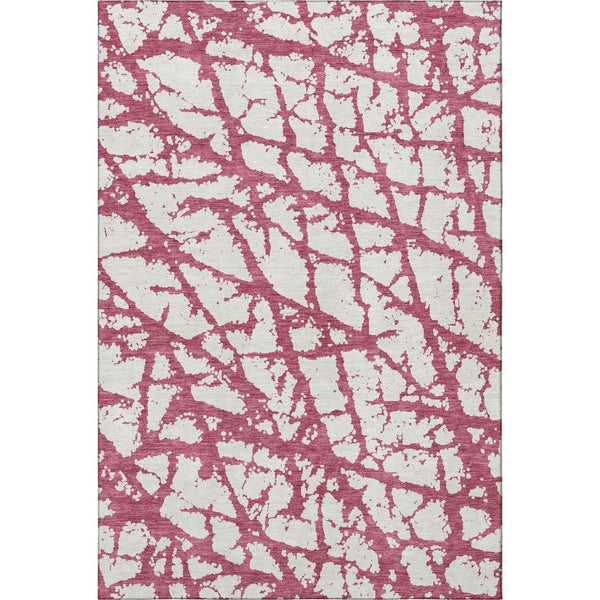 HomeRoots 9' X 12' Blush and Ivory Abstract Area Rug - Washable, Stain-Resistant, UV Protected for Everyday Use 676817
